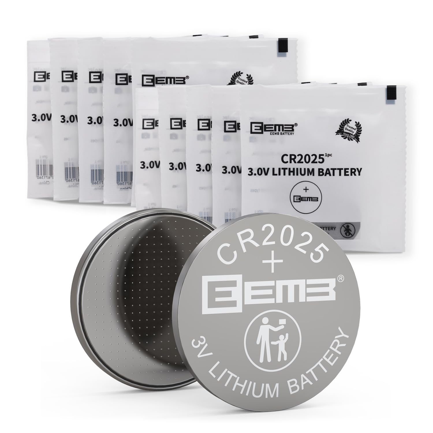 EEMB 10 Pack CR2025 Batteries 3V Lithium Battery Button Coin Cell Batteries 2025 Battery for Key FOBs, calculators, Coin counter