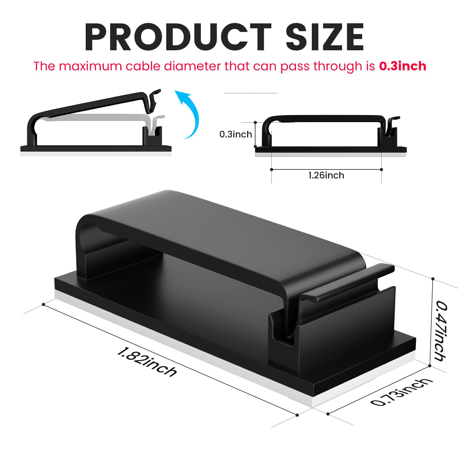 Adhesive Cable Management Clip (20Pcs Black)