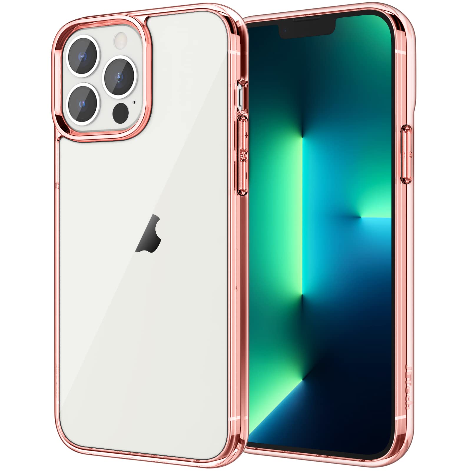 Jetech Case For Iphone 13 Pro Max 6.7 Inch, Non Yellowing Shockproof Phone Bumper Cover, Anti Scratch Clear Back (Rose Gold)