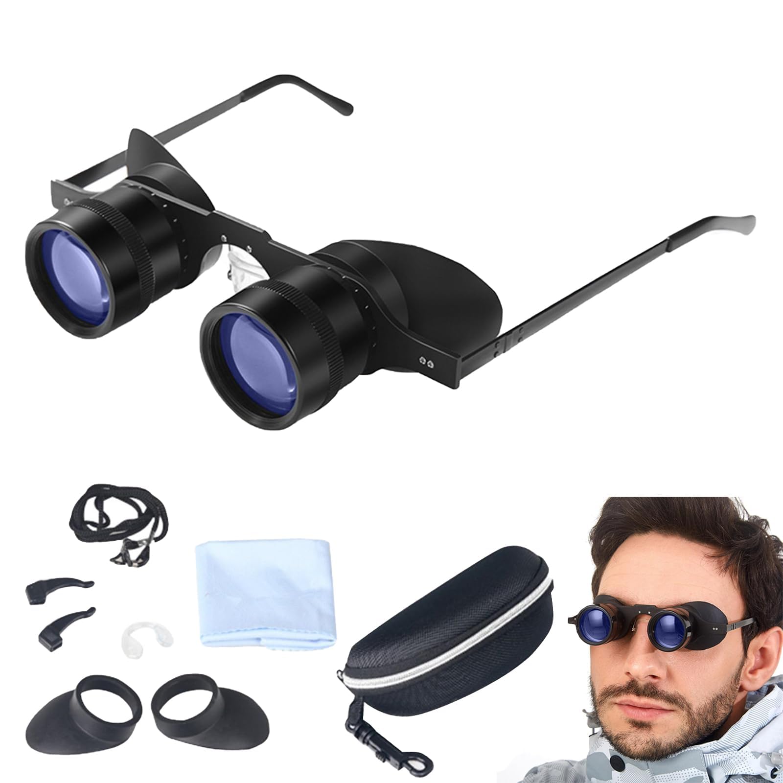 NAHIBU Hands-Free Binoculars Glasses Telescope, Professional for Fishing,Bird Watching,Sports,Concerts,Theater, Portable Binocul