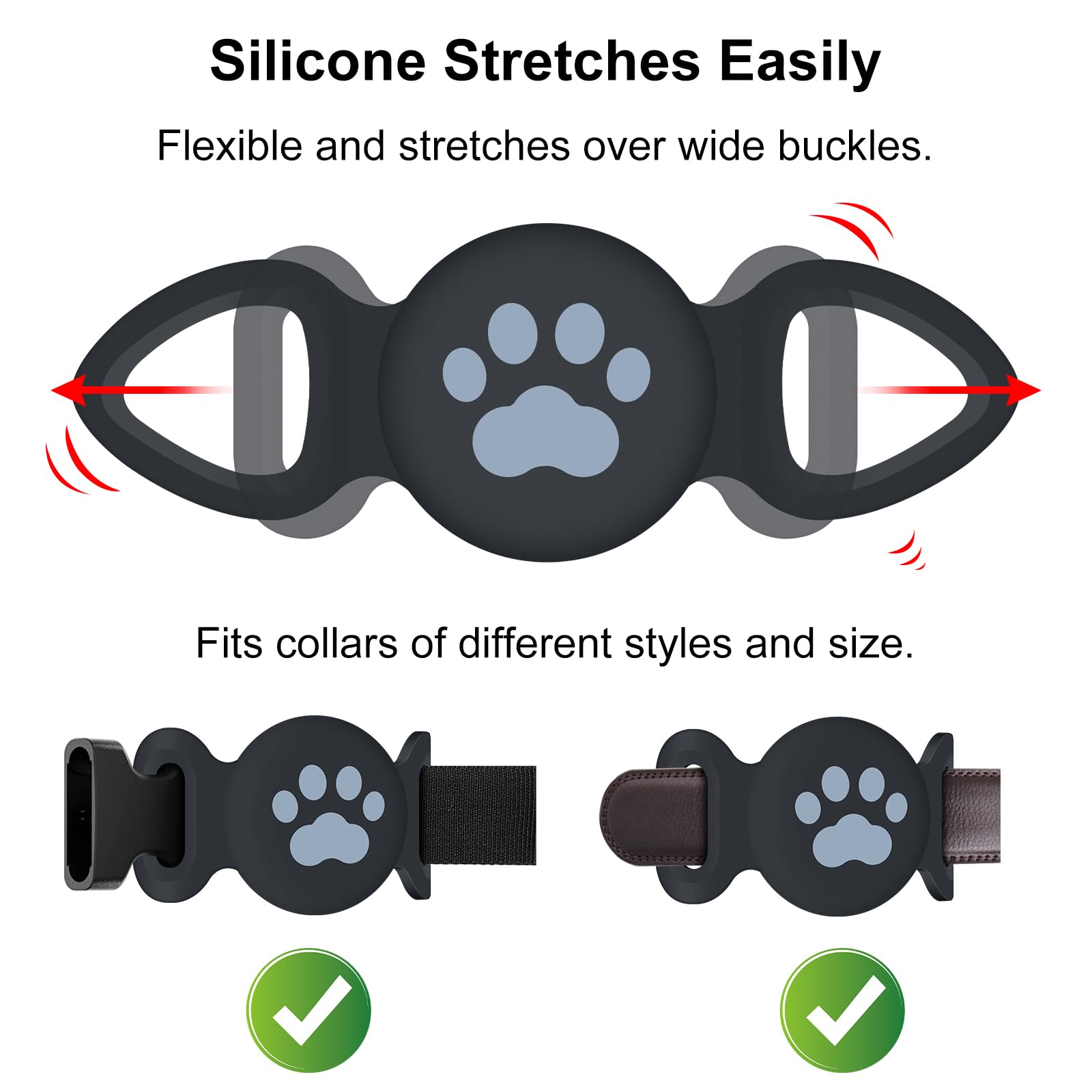 Szjcltd Waterproof Airtag Dog Collar Holder, 1 Pack Full Body Covered Soft Silicone Apple Air Tag Dog Collar For Gps Pet Tracker