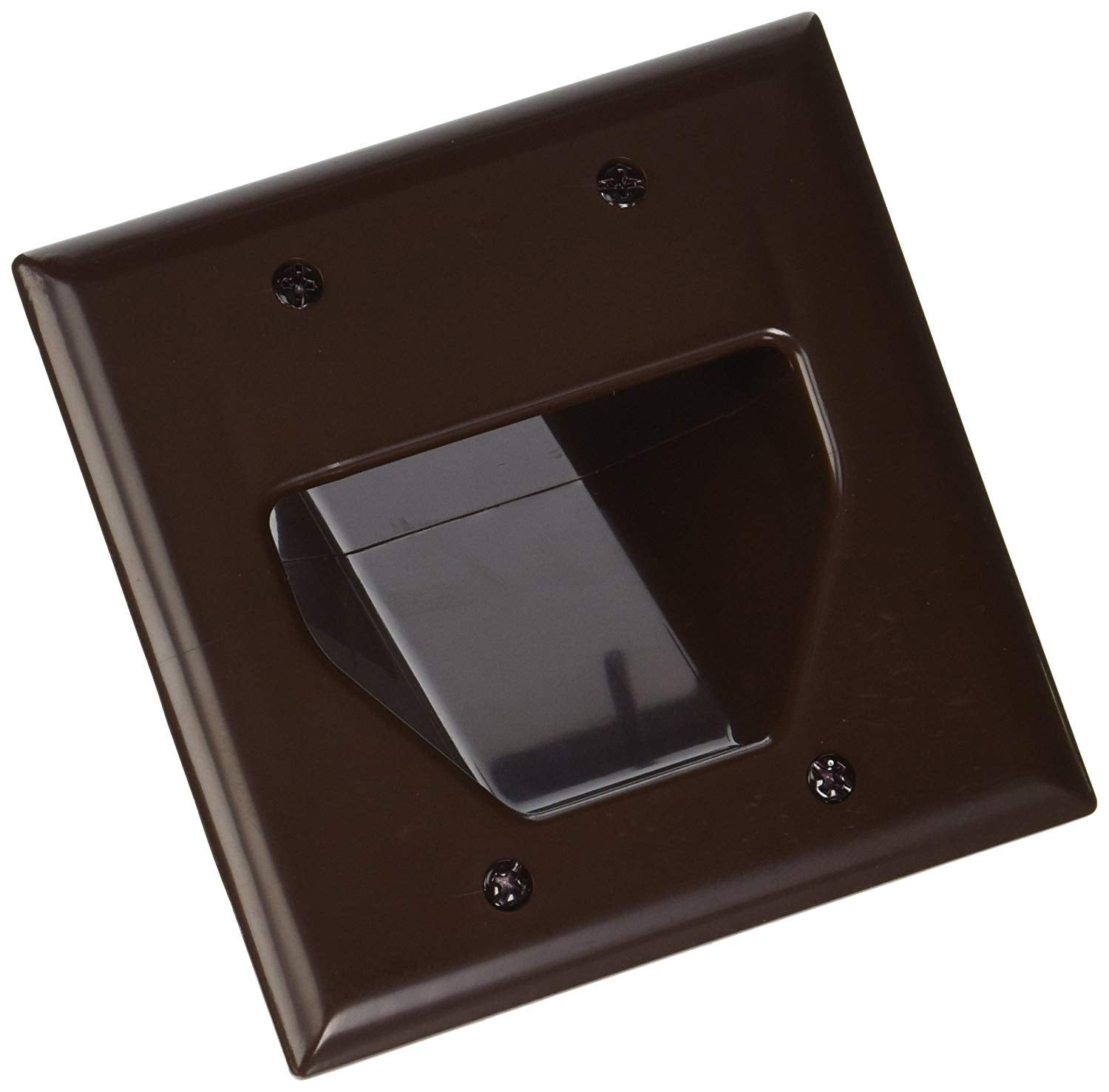 Data Comm Electronics 45 0002 Br 2 Gang Recessed Low Voltage Cable Plate   Brown