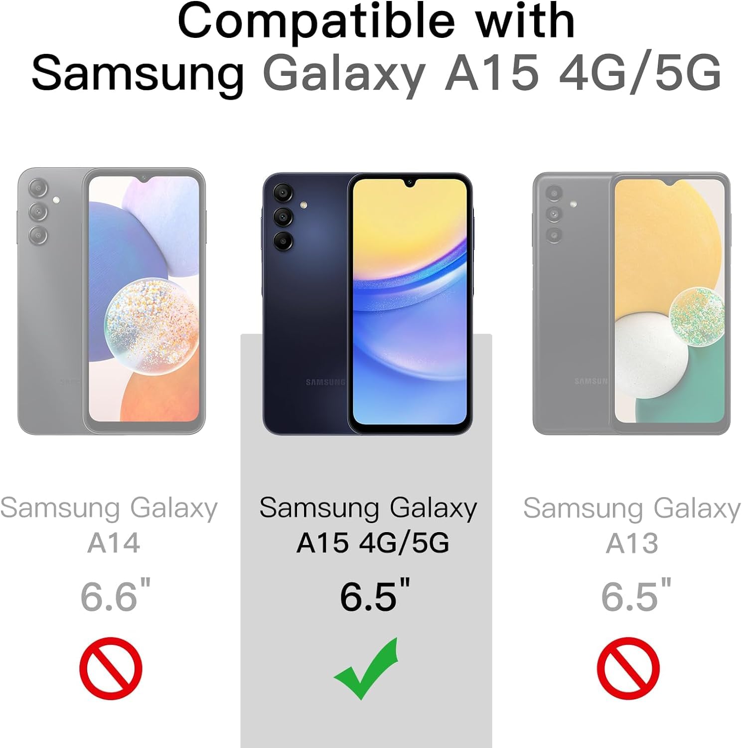 Esakycn For Samsung Galaxy A15 4G / 5G Case With Screen Protector [2 Pack] And Camera Lens Protector [2 Pack], Phone Case Silico