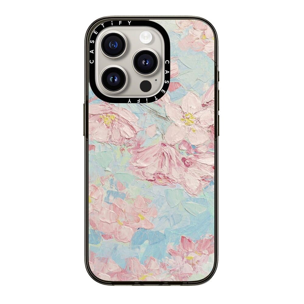 Casetify Compact Iphone 15 Pro Case [2X Military Grade Drop Tested / 4Ft Drop Protection]   Yoshino Cherry Blossoms   Clear Blac