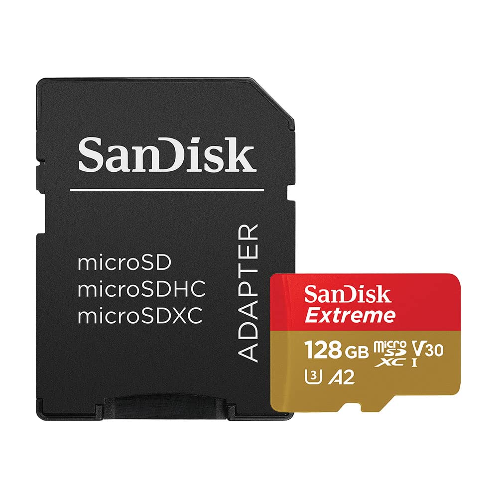 Sandisk 128Gb Extreme Microsdxc Uhs I Memory Card With Adapter   Up To 160Mb/S, C10, U3, V30, 4K, A2, Micro Sd   Sdsqxa1 128G Gn