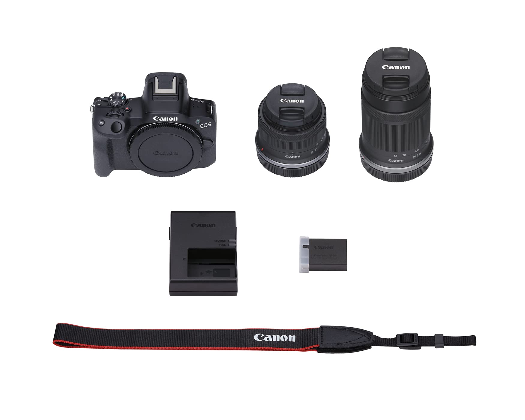 Canon EOS R50 Mirrorless Camera with RF S18 45mm F4.5 6.3 is STM & RF S55 210mm F5 7.1 is STM Lenses, 24.2 Megapixel CMOS (APS C) Sensor, 4K Video, Content Creator Vlogging Camera, RF Mount, Black