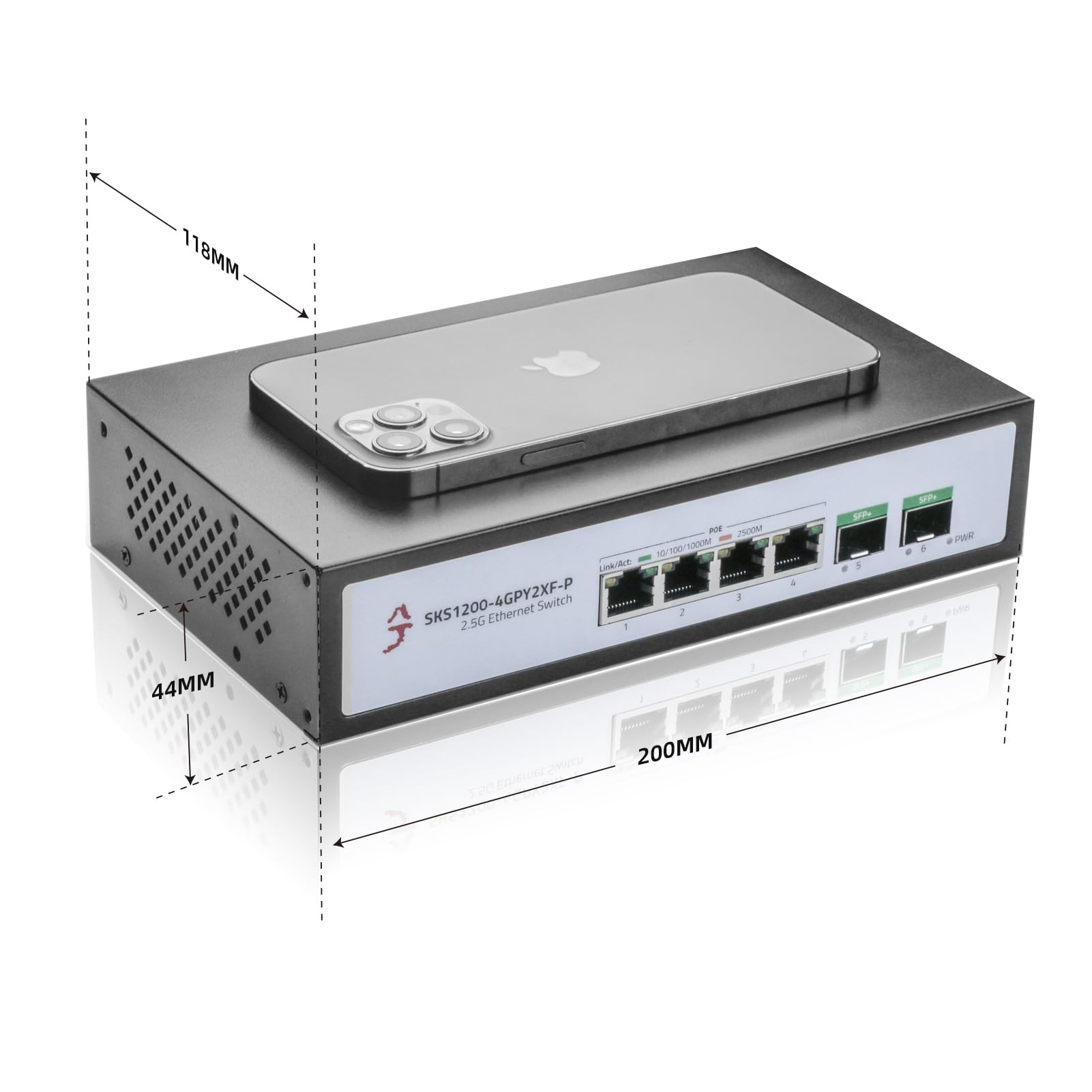 Xikestor 6 Port 2.5G Ethernet Poe+ Switch, 4X 2.5Gbase T Poe+ Ports, 2X 10Gbps Sfp+, 75W Ieee802.3Af/At Unmanaged 2.5Gb Poe Netw