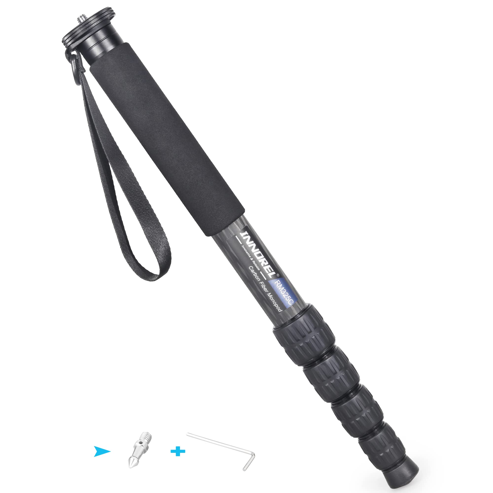 Carbon Fiber Camera Monopod Innorel Rm325C Professional Portable Compact Lightweight Travel 5 Section Monopod For Canon Nikon Sony Dslr Camera Video Camcorder Dv Photography Bracket Load 26Lbs/12Kg