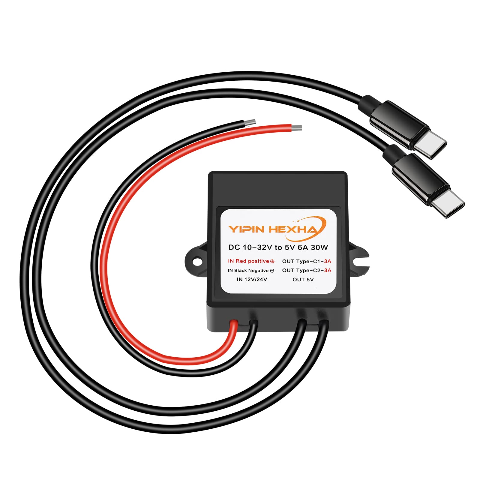 Dc 12V/24V To 5V 6A 30W Dual Type C Usb C Converter Dc Dc Buck Charging Module Electric Step Down Power Adapter Compatible With