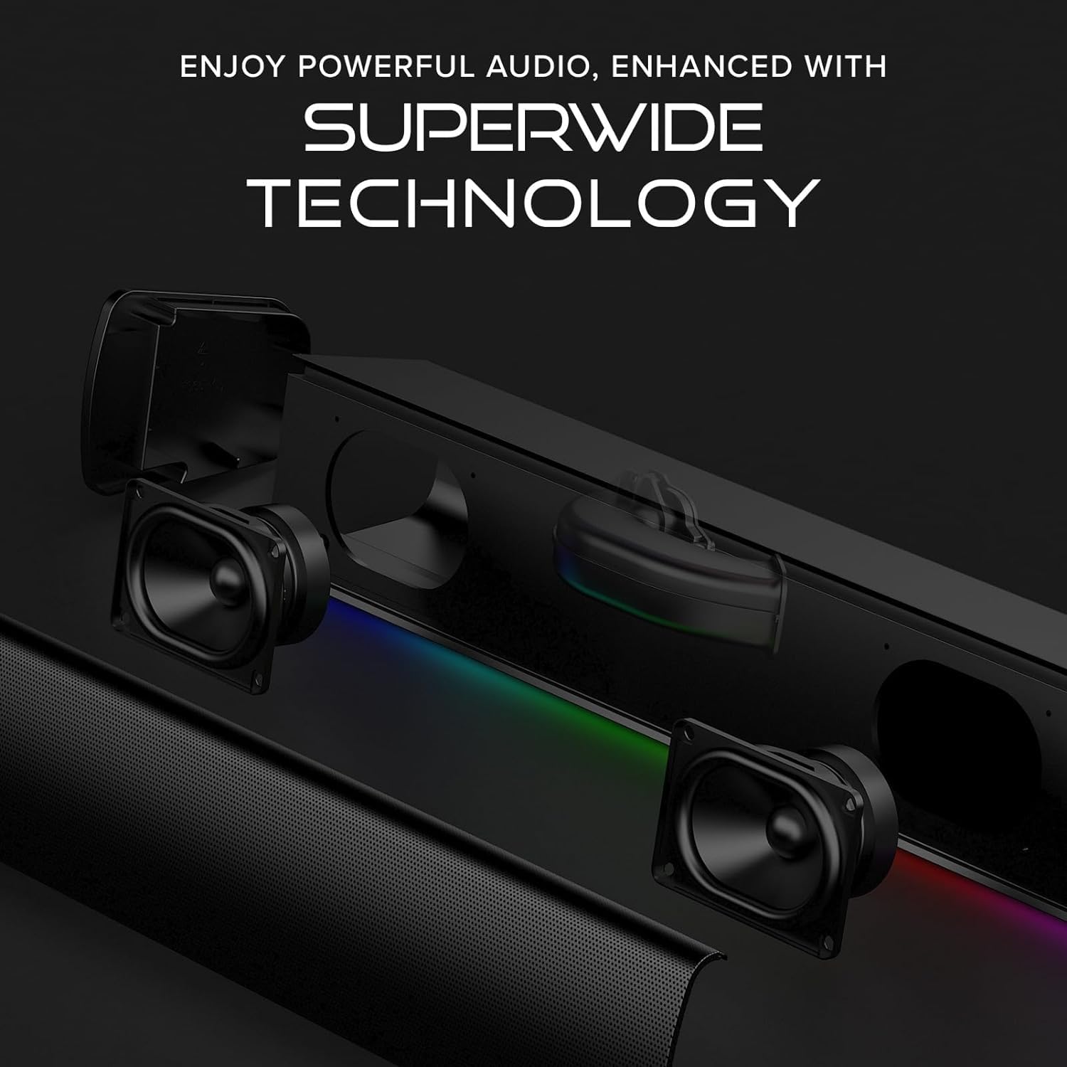 Sound Blaster Gs3 Compact Rgb Gaming Soundbar With Superwide Technology, Powered Via Usb, Bluetooth 5.4, Headphone Out Port, For