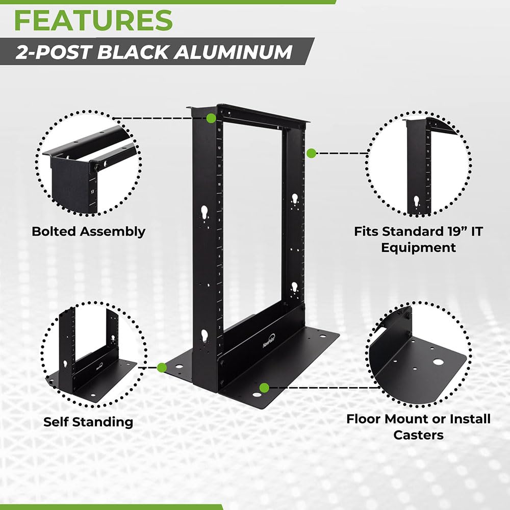 Navepoint 13U 2 Post Open Frame Server Rack For 19 Inch Equipment, Av, Networking, Data & It Devices, 2 Post Rack 13U 661Lbs Wei
