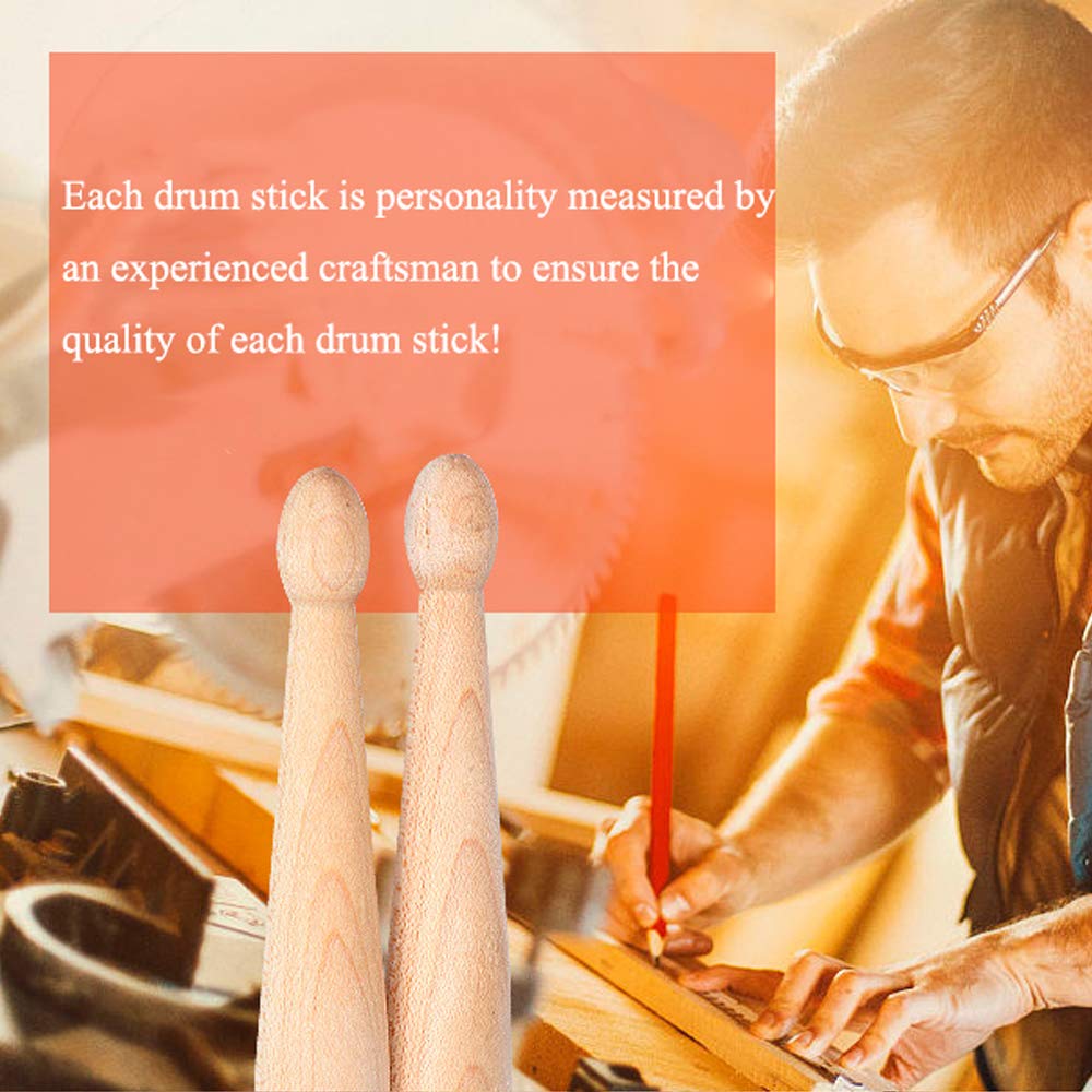 Wogod 5A Drum Sticks Classic Drumsticks Wood Tip Drumstick 3 Pair