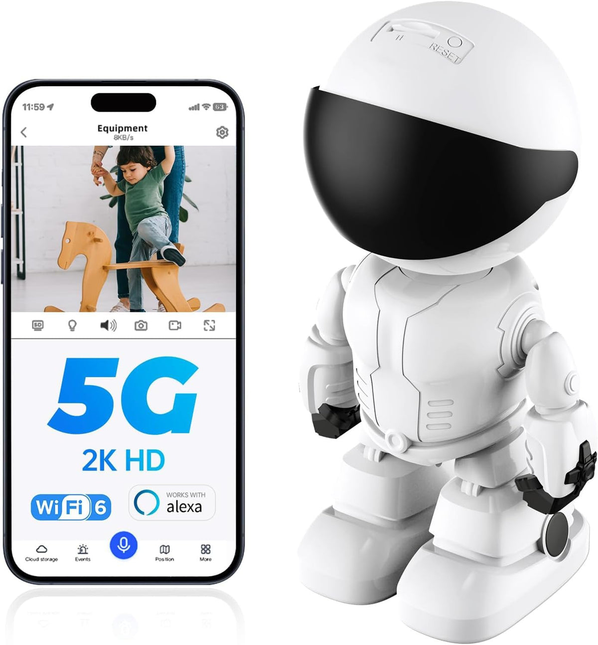 Aigosi Little White Camera Robot Wifi Camera Indoor Home Security Monitoring (White, Without), A10000