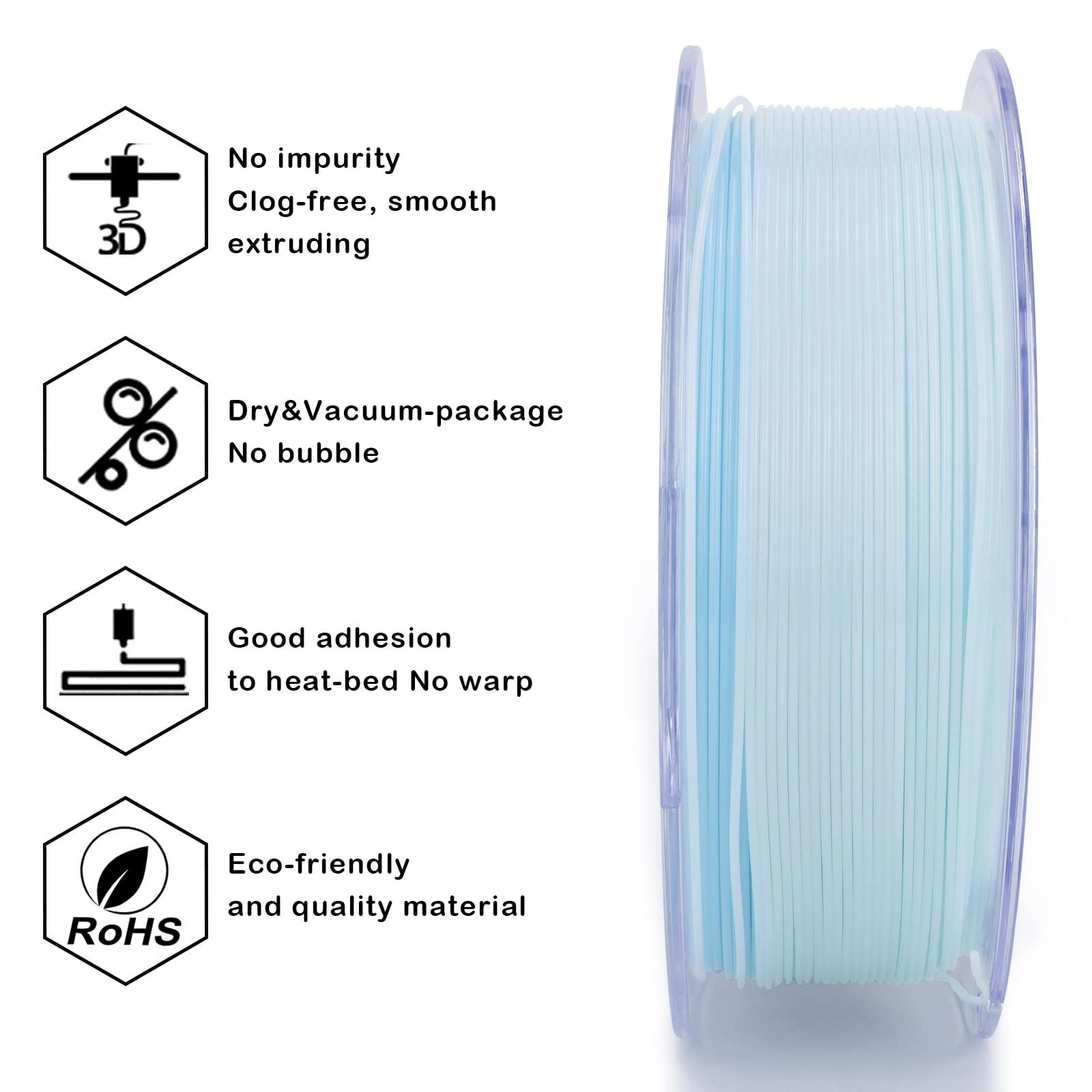 Ziro 3D Printer Filament,Translucent Pla Filament 175Mm,Multicolor Rainbow Pla Filament,1Kg22Lb,Season Series   Winter