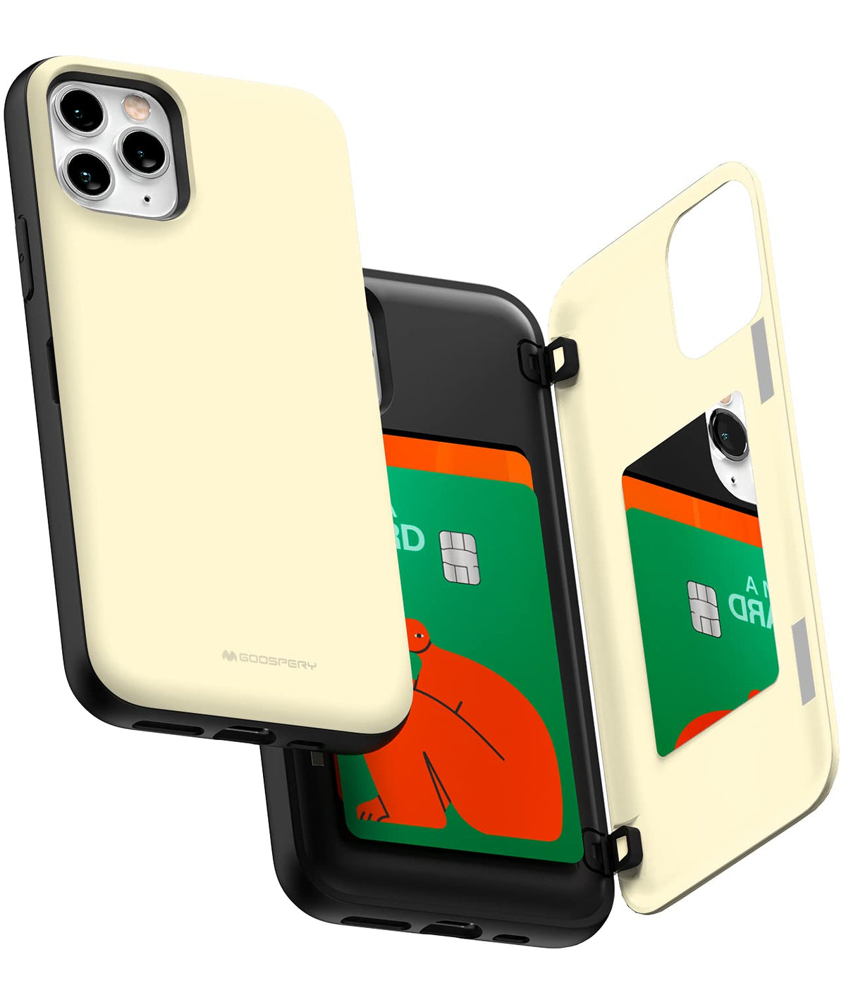 Goospery Iphone 11 Pro Wallet Case With Card Holder, Protective Dual Layer Bumper Phone Case (White)