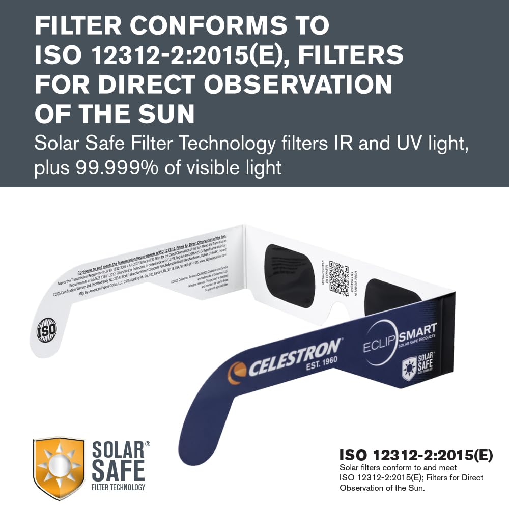 Celestron Eclipsmart Solar Shades Observing Kit Includes Four Iso Certified Solar Eclipse Glasses & 2017 Total Solar Eclipse Gui