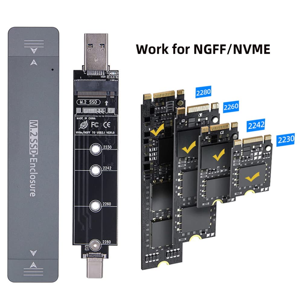 Nfhk Combo Type C & Usb3.0 To Nvme M Key M.2 Ngff Sata Ssd Pcba Case 2280/2242/2230Mm Adapter Rtl9210B Chipset