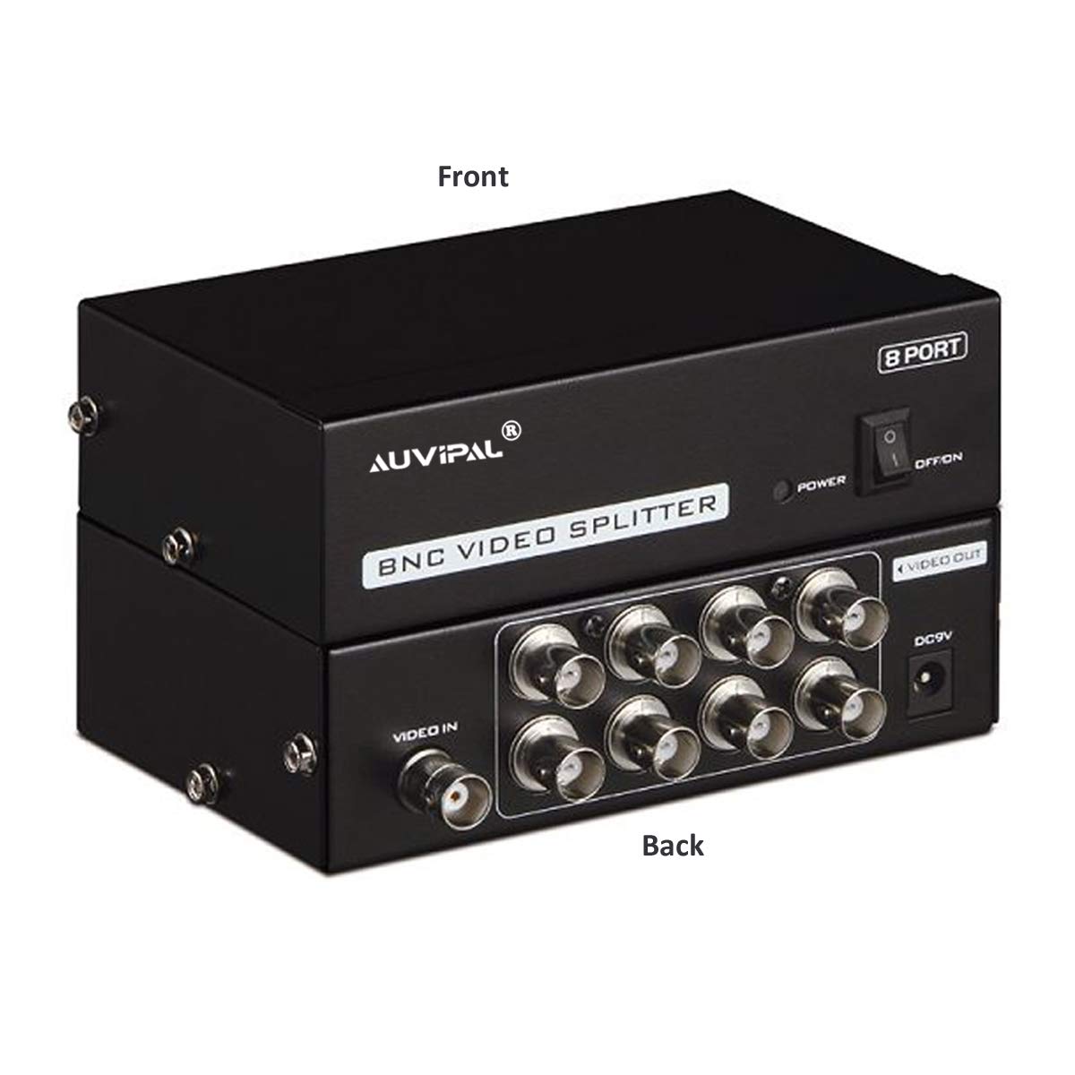 Auvipal 8 Port (1 Input 8 Output) Bnc Video Splitter Box 1080P Coaxial Distributor Amplifier For Video Monitoring System Cctv Se