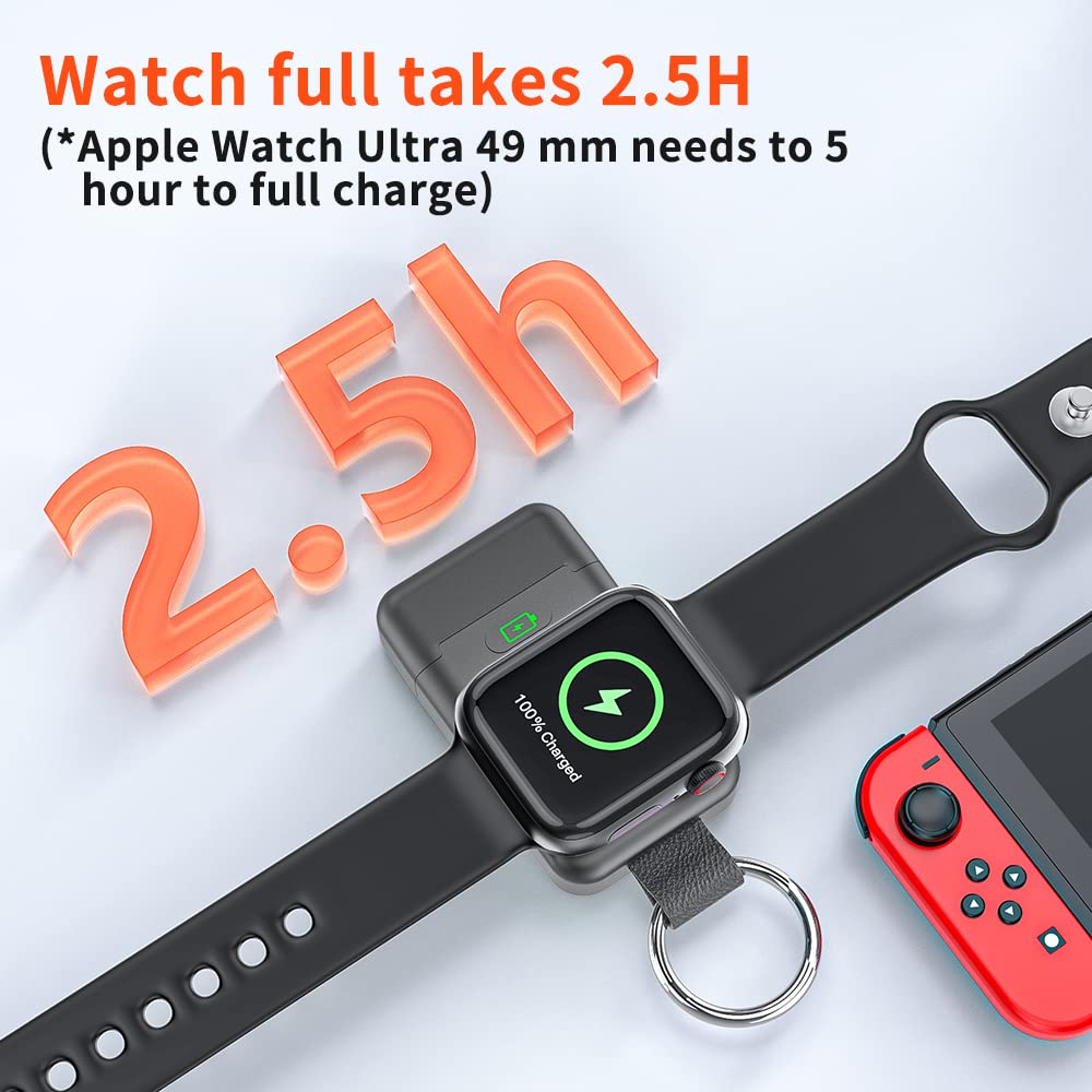 Portable Wireless Charger For Apple Watch,Huoto Iwatch Charger 1400Mah Smart Keychain Power Bank,Portable Magnetic Iwatch Charge