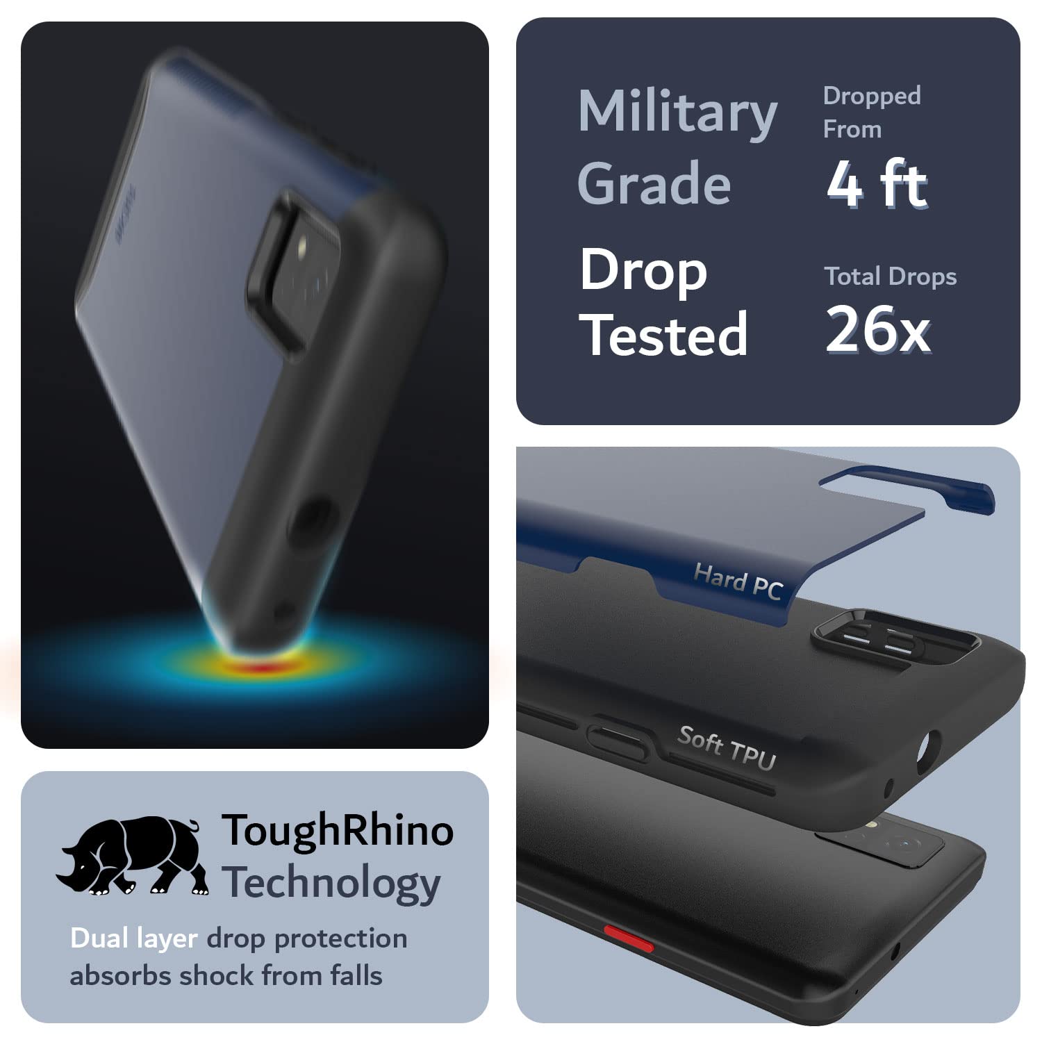 Tudia Dualshield Designed For Zte Avid 589 Case, [Merge] Shockproof Military Grade Dual Layer Heavy Duty Slim Hard Protective Ca