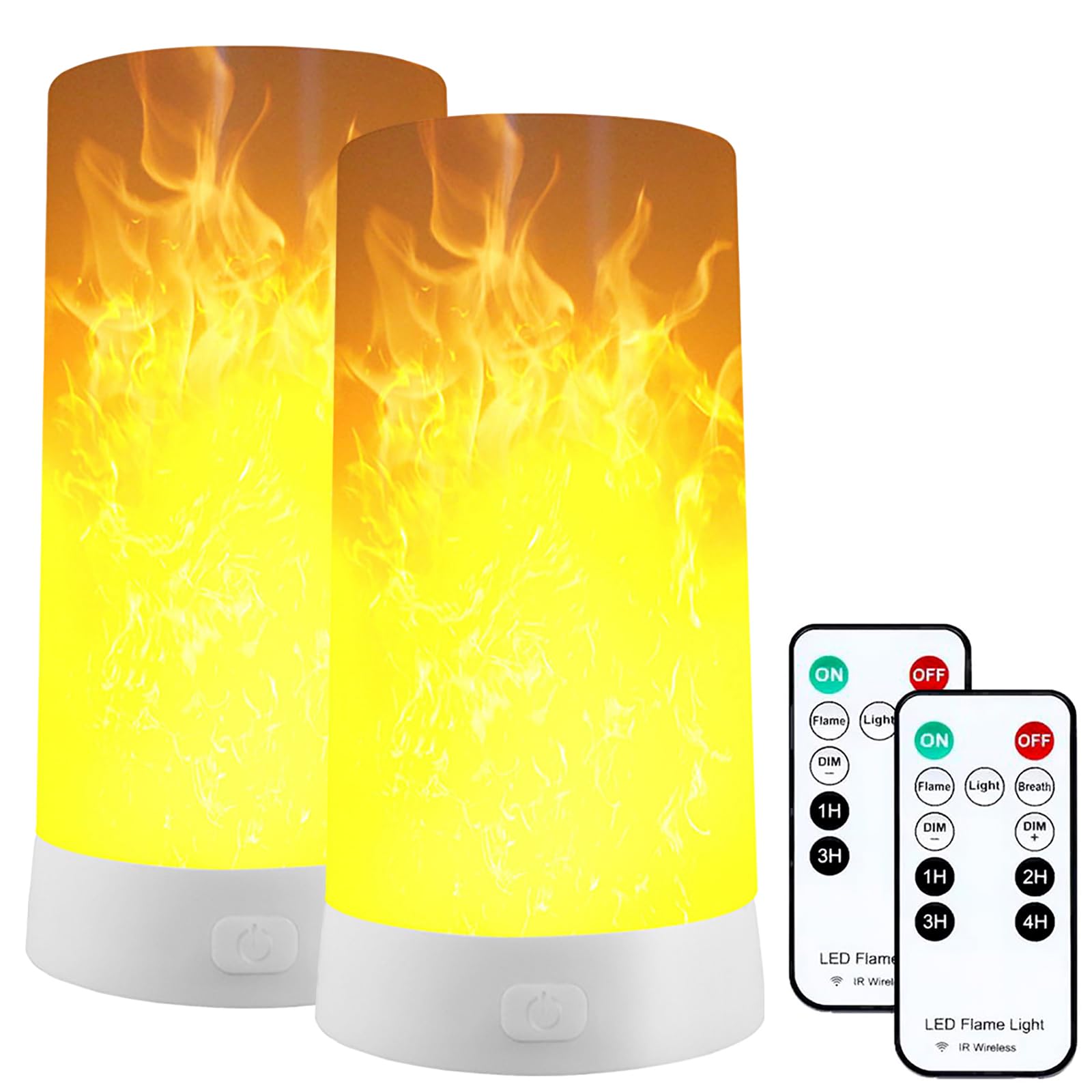 Lovummor Led Flame Effect Light, Flame Lamp With Remote & Timer, Usb Rechargeable 4 Modes Waterproof Fire Lights Campfire Firepl