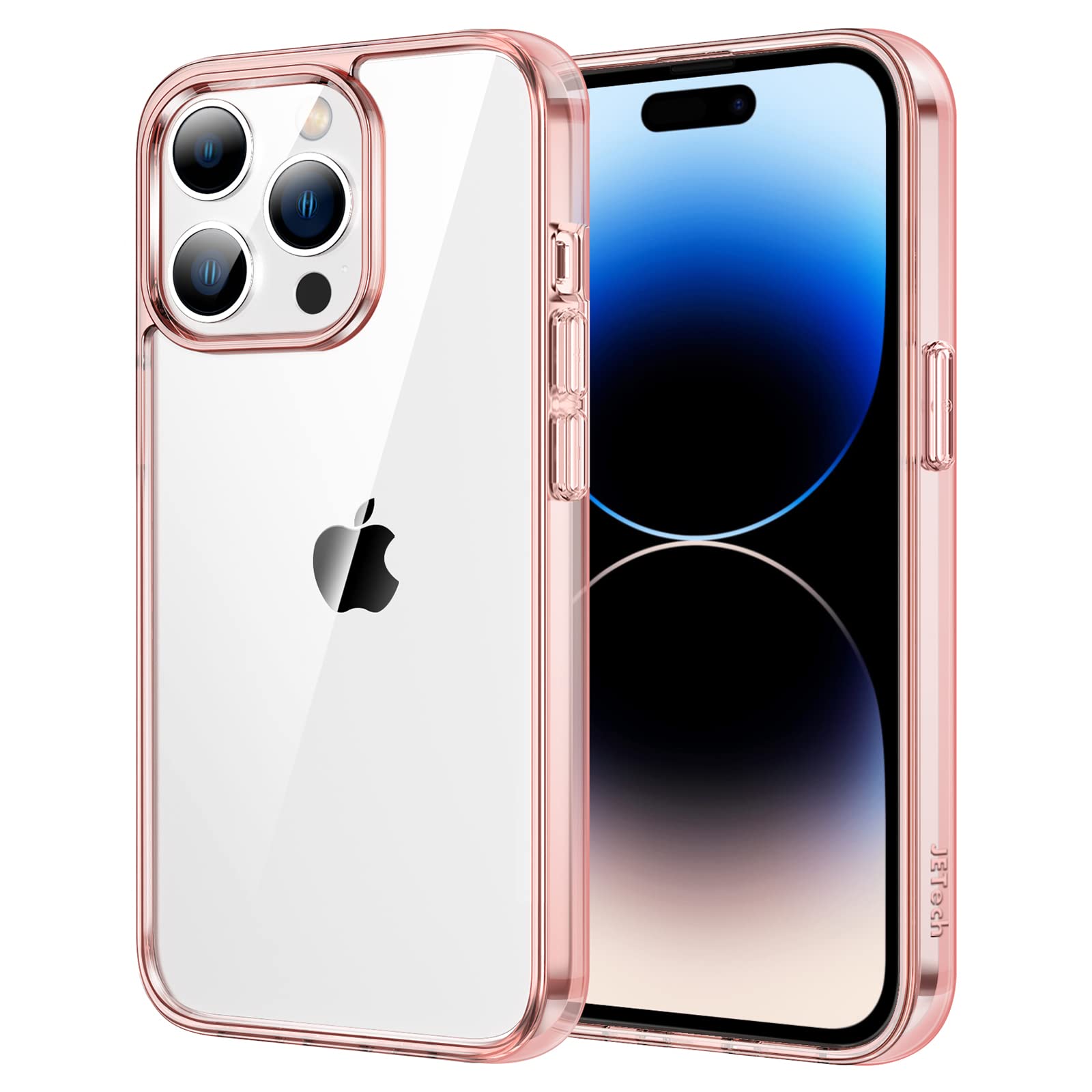 Jetech Case For Iphone 14 Pro 6.1 Inch, Non Yellowing Shockproof Phone Bumper Cover, Anti Scratch Clear Back (Rose Gold)