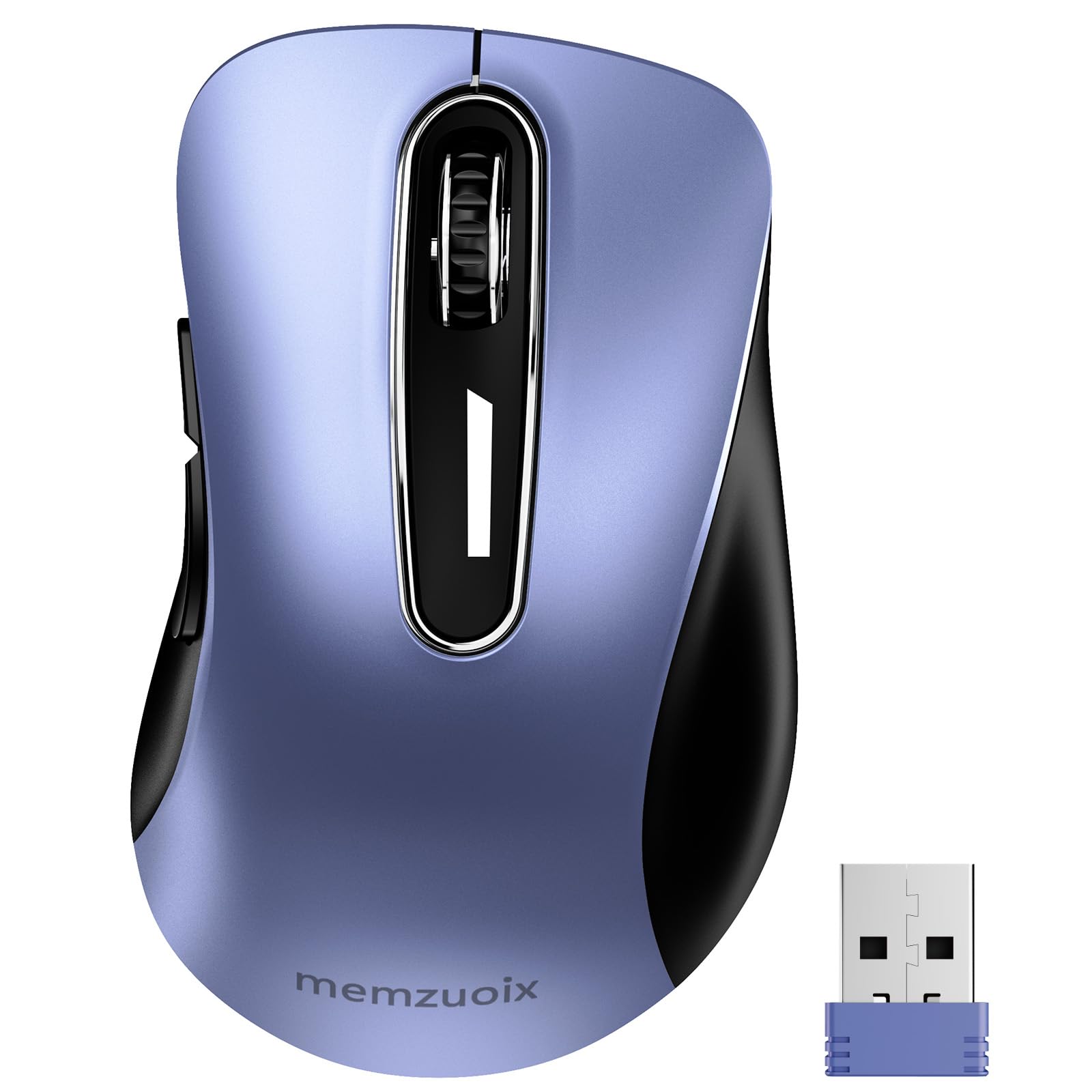 Memzuoix 2.4G Wireless Mouse, 1400 Dpi Mobile Optical Cordless Mouse With Usb Receiver, Portable Computer Mice Wireless Mouse For Laptop, Pc, Desktop, Macbook, 5 Buttons (Navy Blue)