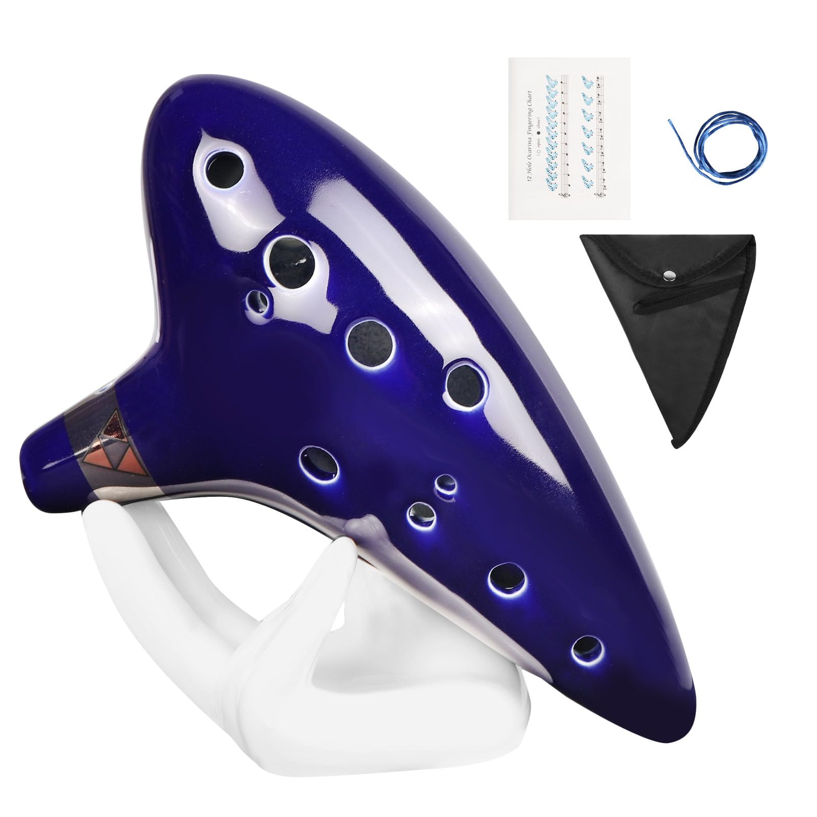 Mr.Power 12 Holes Ocarina Alto C Flute Occarina Taps Blue Ceramic/Clay Stl Orcarina Inspired Of Time With Bag And Song Book, Compatible For Beginners, Zelda Fans, Musical Instruments