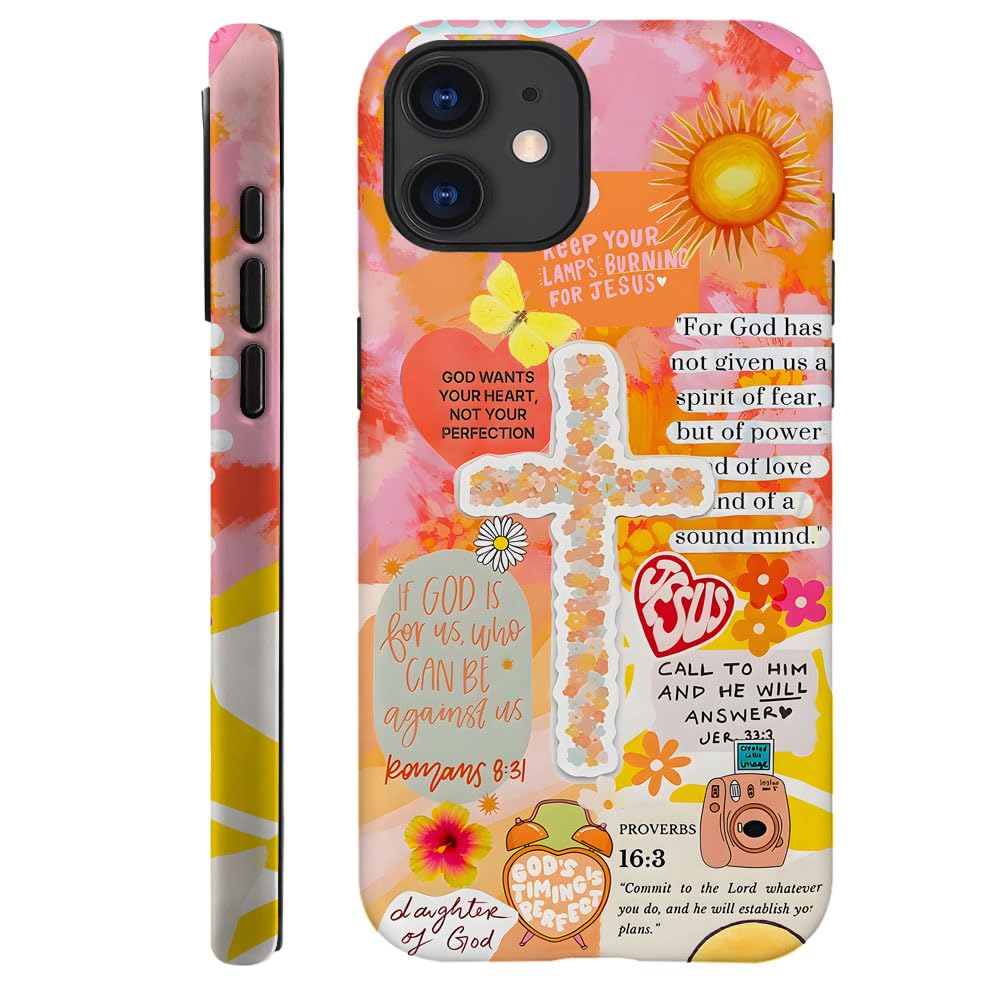 Piodaidy Compatible with iPhone 11,Durable & Shockproof Phone Case Cover Design - Collage Jesus Bible Verses
