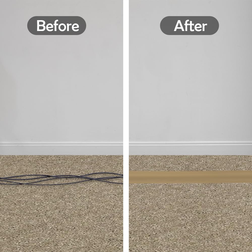 Rubber Bond Carpet Cord Cover Strips   Carpet Cord Hider For Easy Cable Management   6''X48'' Cord Covers For Wires On Floor   L
