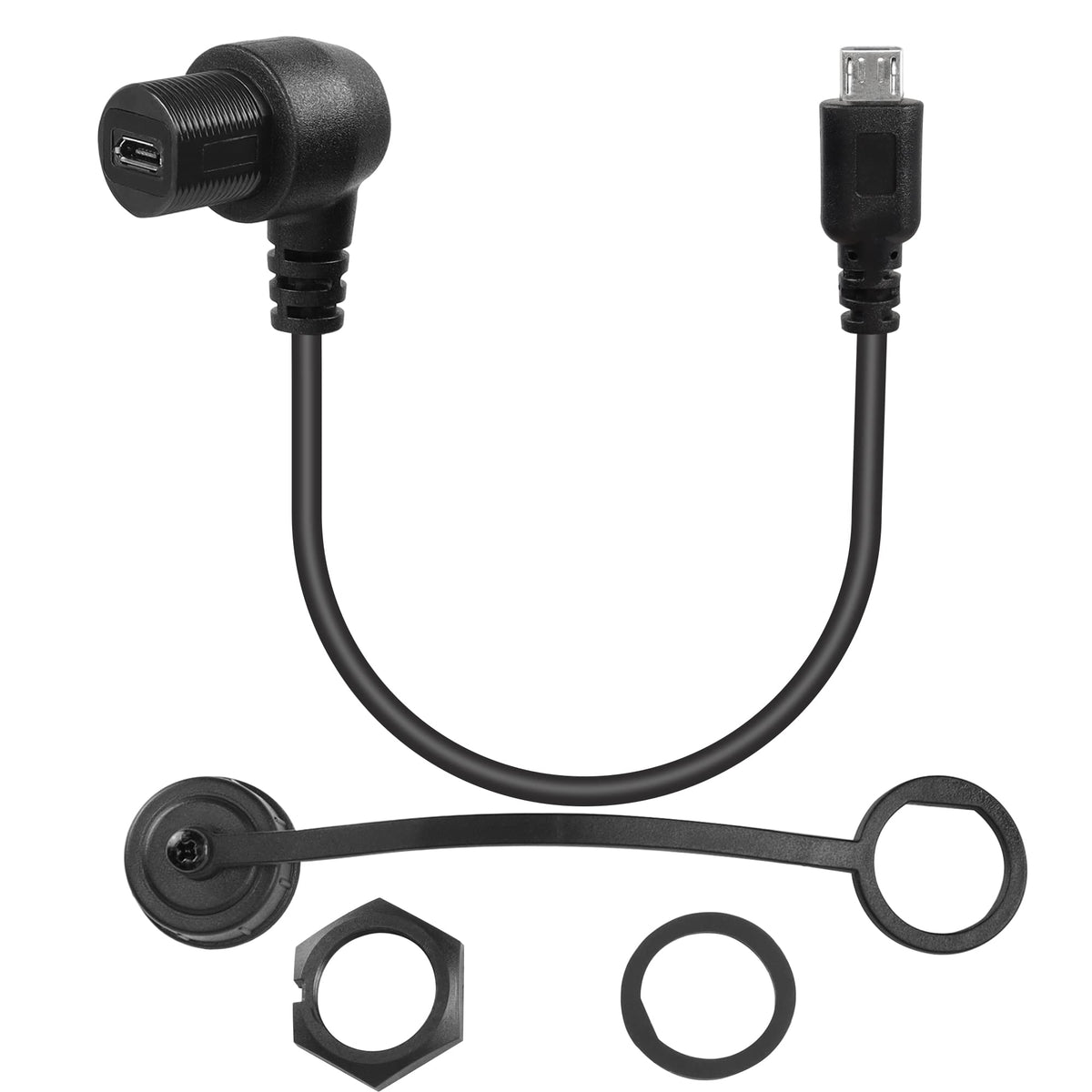 Qianrenon 90 Right Usb Panel Flush Mount Waterproof Extension Cable Micro Usb 5 Pin Angle Micro Male To Female Connector For Fix