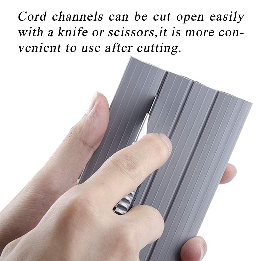 20Ft Cord Cover Heavy Duty Cable Protector 3 Channels Contains Cords Cables And Wires Easy To Unroll Conceal Wires Of Home Offic