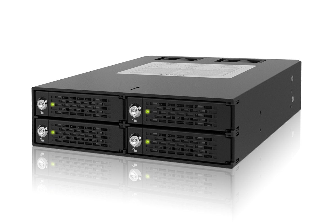 ICY DOCK 4 Bay 2.5in SAS/SATA HDD/SSD Mobile Rack Enclosure for 5.25 Bay (with Keylock) | ToughArmor MB994SK-1B
