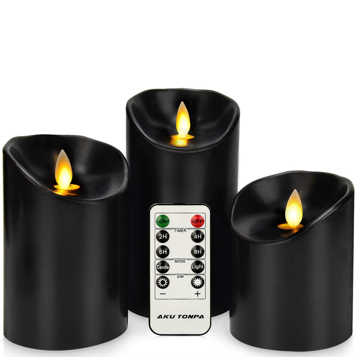 Aku Tonpa Flameless Candles Battery Operated Pillar Real Wax Electric Led Candle Set With Remote Control Cycling 24 Hours Timer,