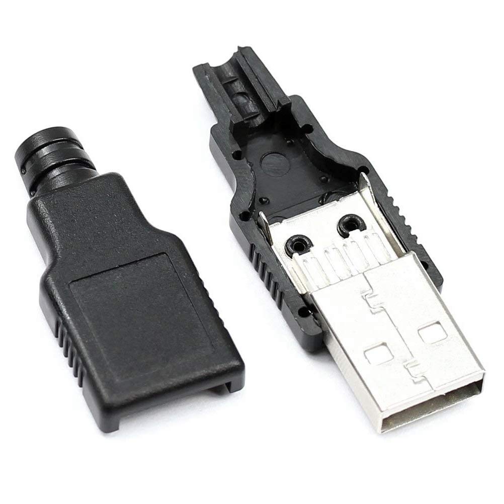 Xcoazipod 20Pcs Usb 2.0 Type A Male Usb 4 Pin Plug Socket Connector With Black Plastic Cover