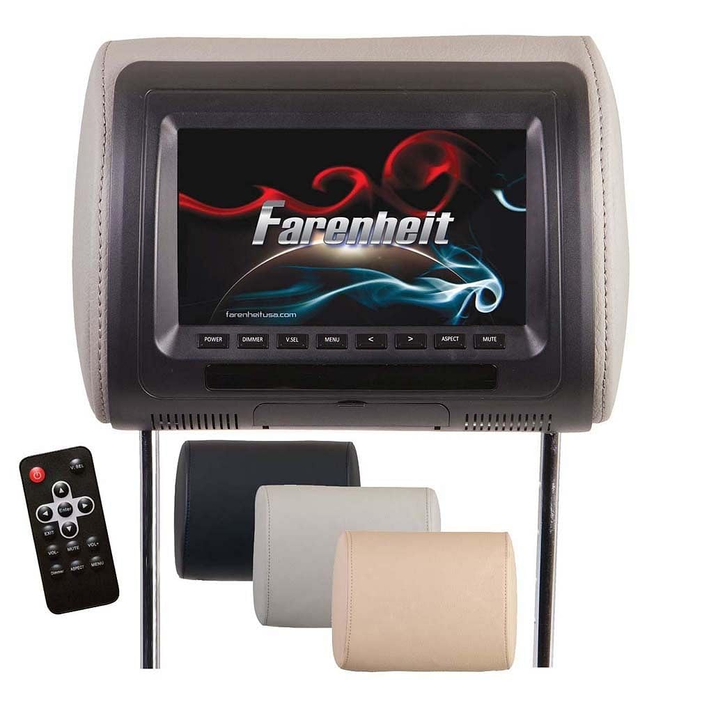 Farenheit Hr 71Cc Universal Replacement Headrest Preloaded With 7 Inch Lcd