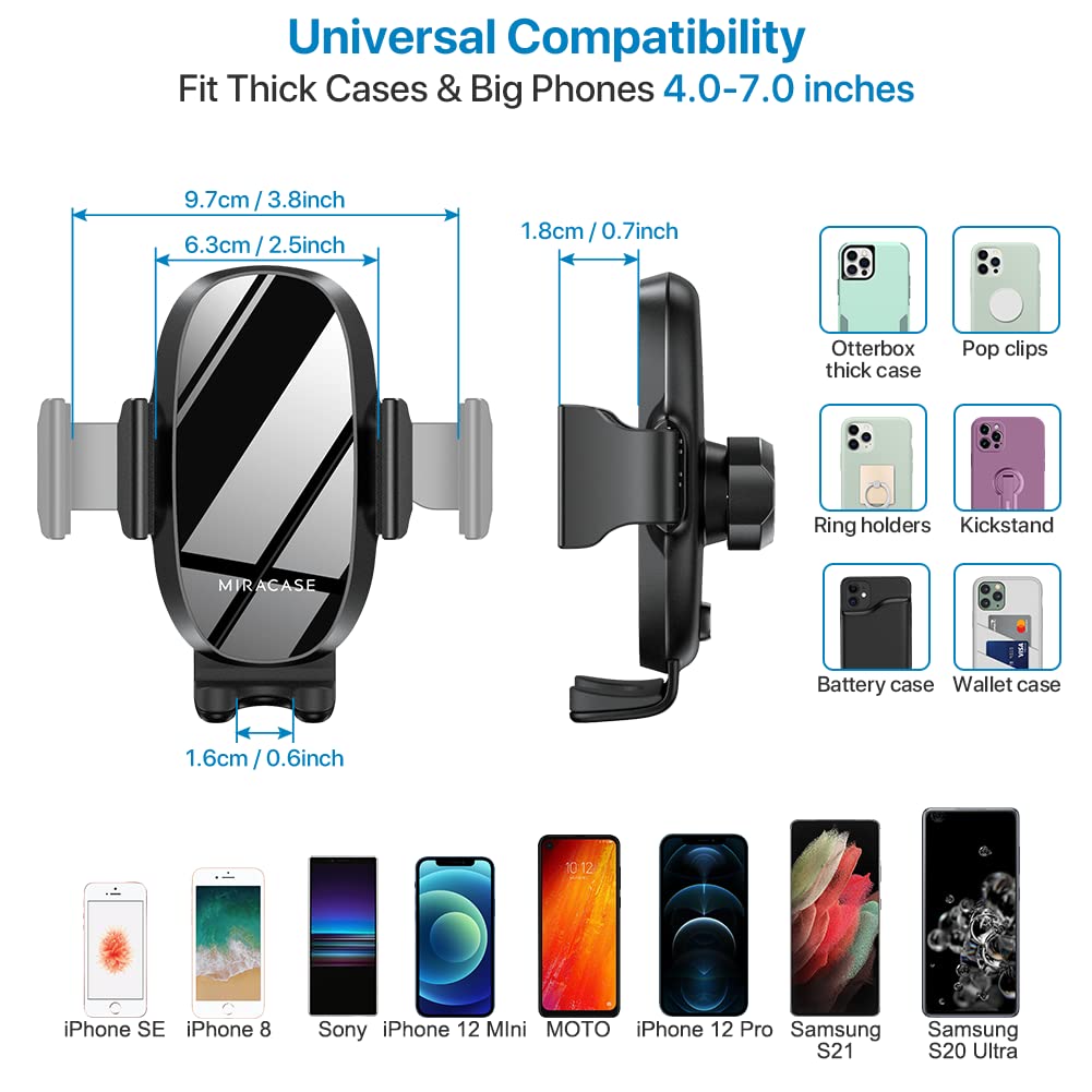 Miracase [Upgraded Version Cup Phone Holder For Car, Universal Adjustable Long Neck Car Phone Mount Cradle Friendly Compatible W