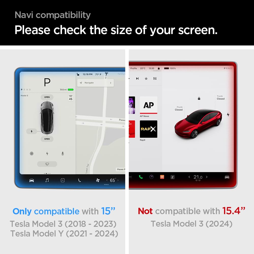 Spigen Tempered Glass Screen Protector [Glastr Ez Fit] Designed For Tesla Model 3 (2023 2017), Tesla Model Y (2025 2020) 15 Inch Dashboard Touchscreen   Matte/Anti Fingerprint