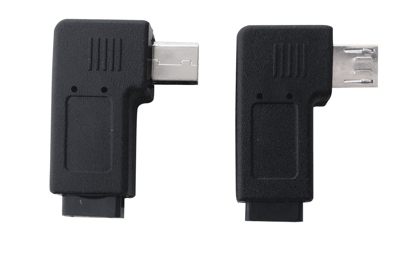 Posdou 1 Pair Right Left 90 Degree Angle Micro Usb Male To Micro Usb Female Adapter