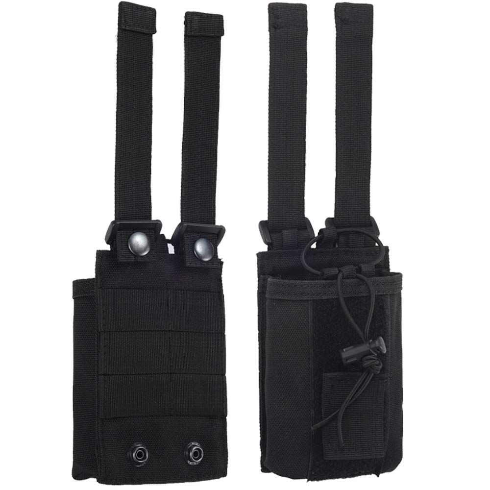 Radio Pouch   1000D Tactical Molle Adjustable Two Way Radios Holder Bag Case For Walkie Talkies (2 Pack Black+Green)