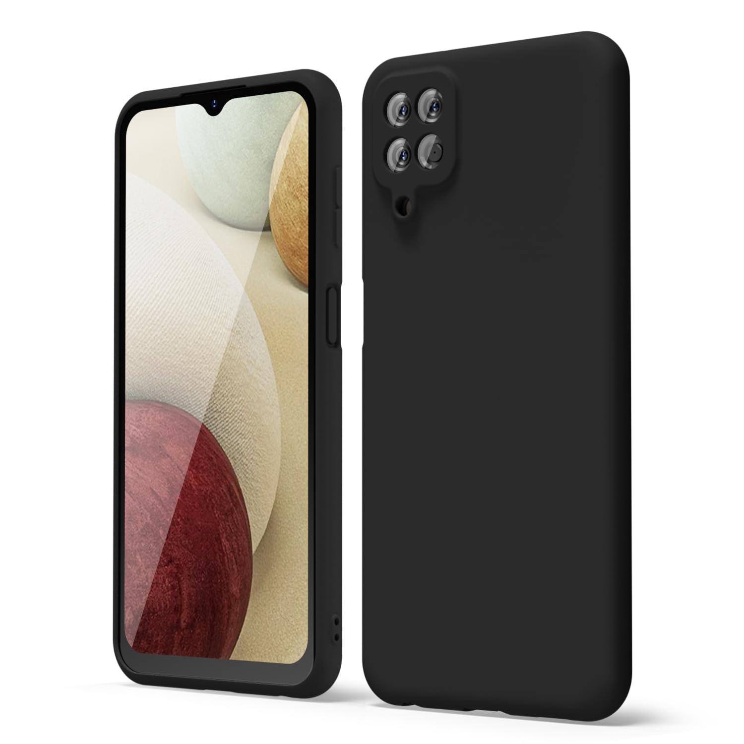 Oakxco For Samsung Galaxy A12 Phone Case Liquid Silicone Grip Bumper, Cute Thin Slim Soft Rubber Tpu Plain Smooth Gel Cover For