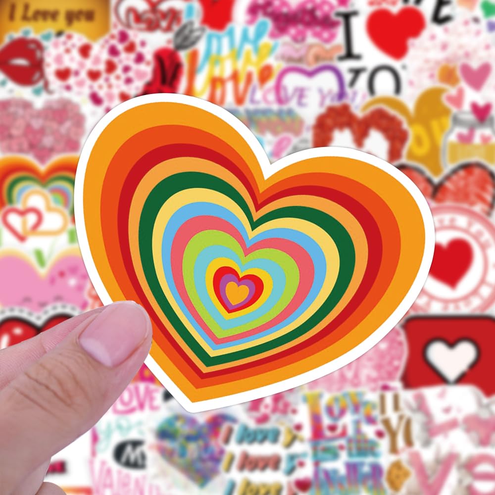 50Pcs Cute Love Stickers For Kids Teens, Valentine'S Day Stickers For Couple Girlfriend Boyfriend, Waterproof Heart Stickers For