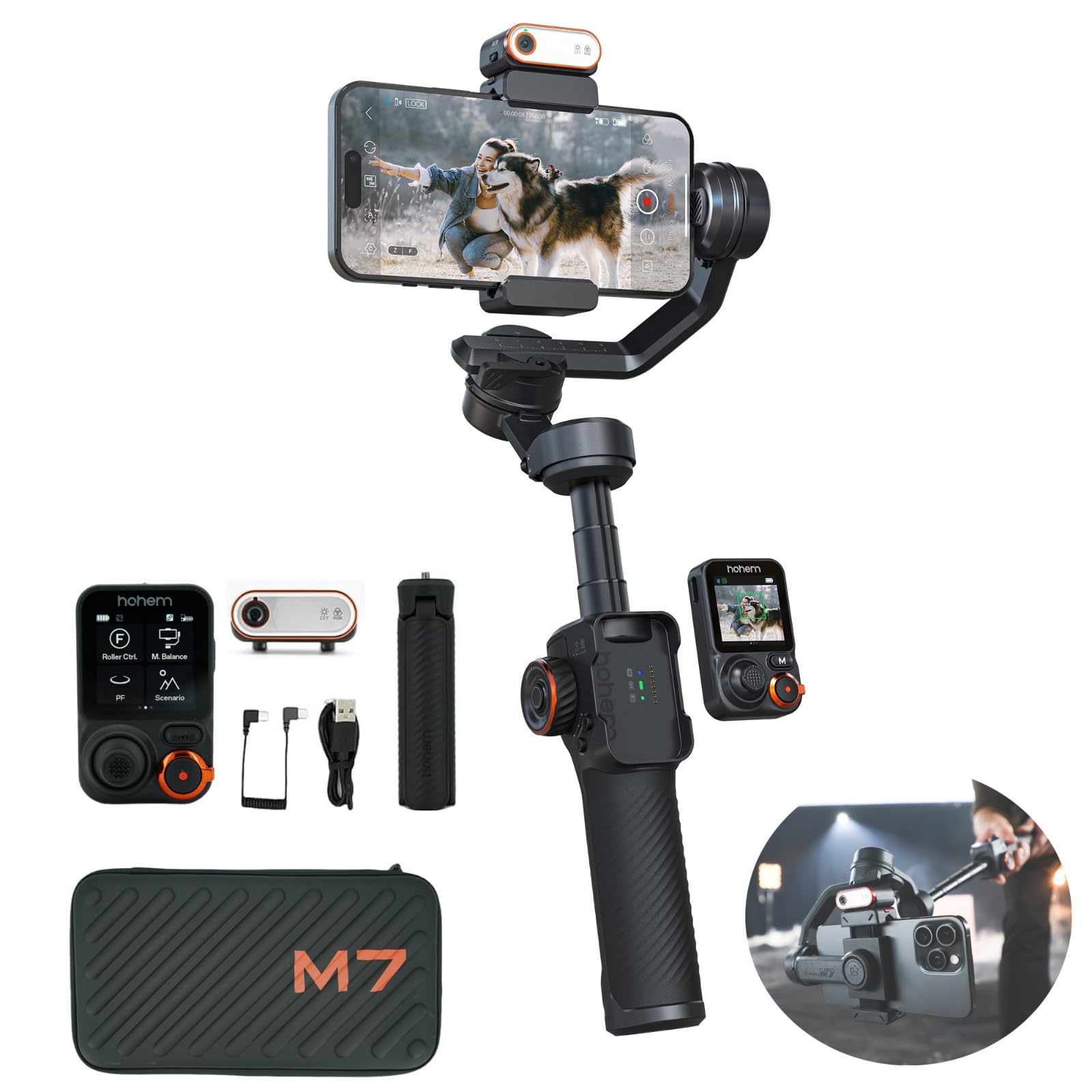 Hohem iSteady M7 Gimbal Stabilizer for Smartphone, 3-Axis Phone Gimbal, Gimbal Stabilizer for iPhone & Android, AI Tracking Sens