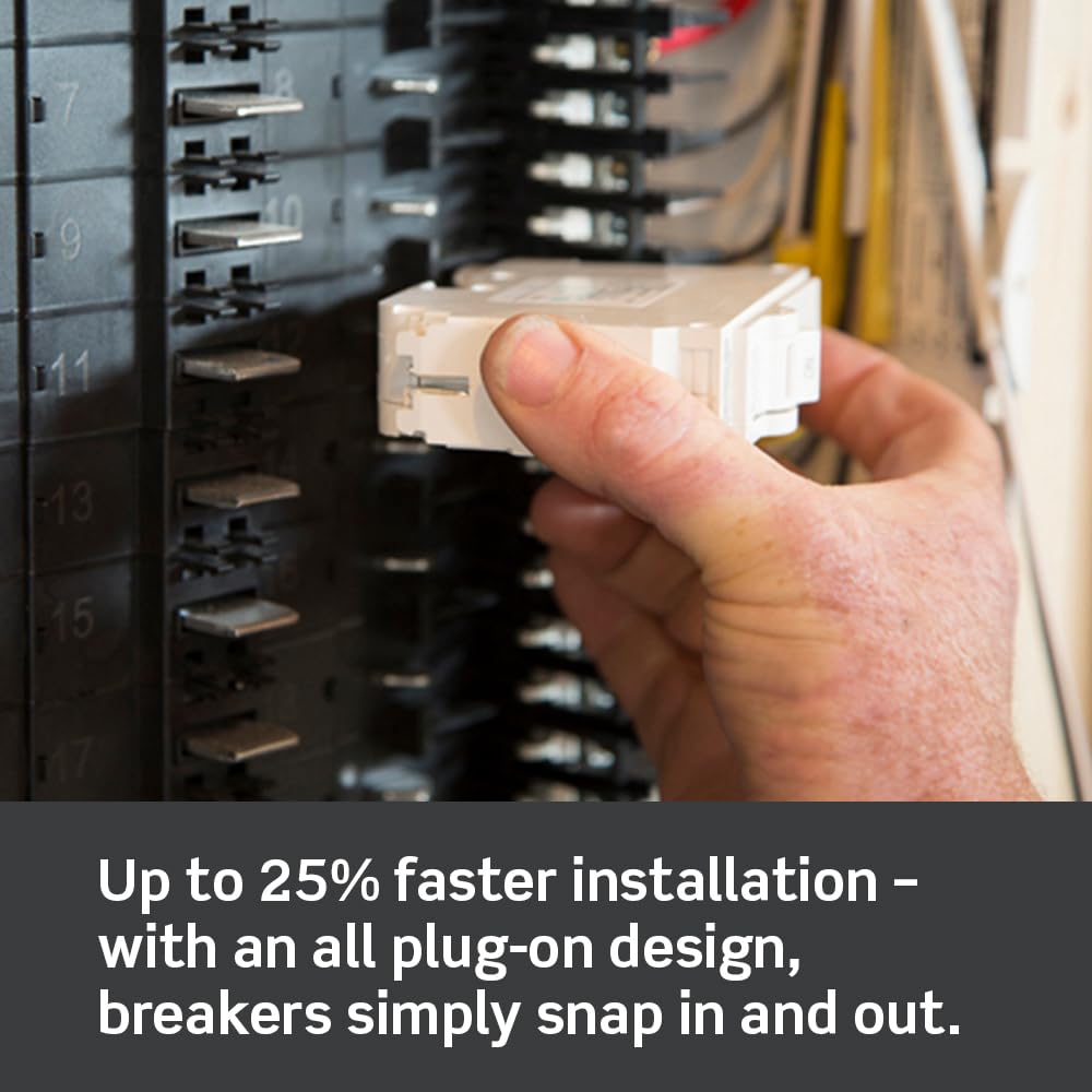 Leviton Lspd1-T Surge Protective Device With Two 15A 1-Pole Plug-On Standard Branch Circuit Breakers, Thermal Magnetic, 120/240