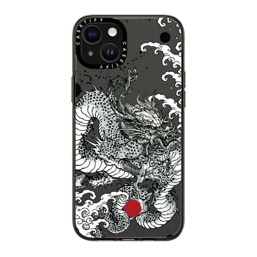 Casetify Compact Iphone 15 Plus Case [2X Military Grade Drop Tested / 4Ft Drop Protection]   Power Dragon   Clear Black