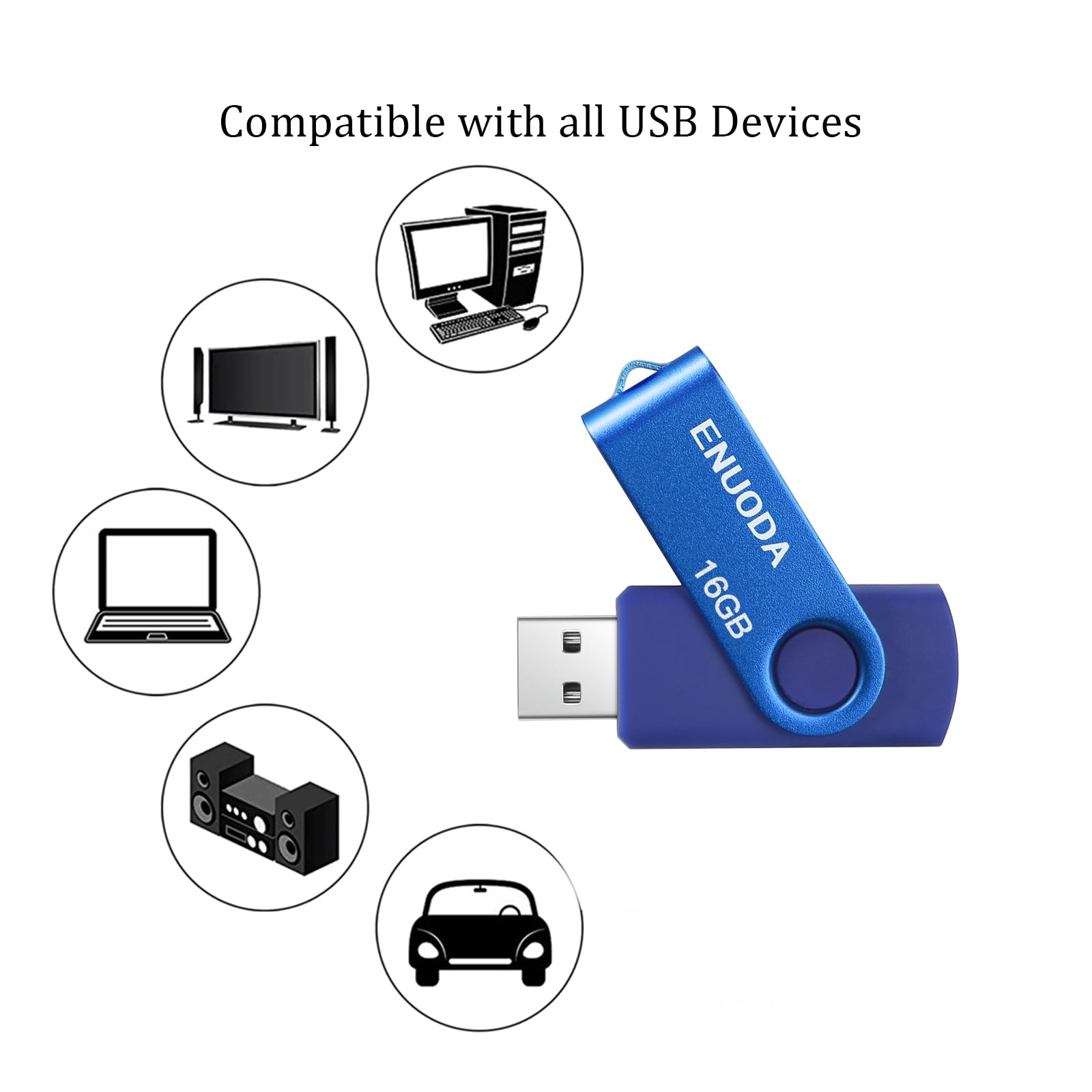 Enuoda 16Gb Usb Flash Drive 2 Pack Thumb Drives 16Gb Usb 2.0 Memory Stick Jump Drive Pen Drive For Storage And Backup (Blue Purp