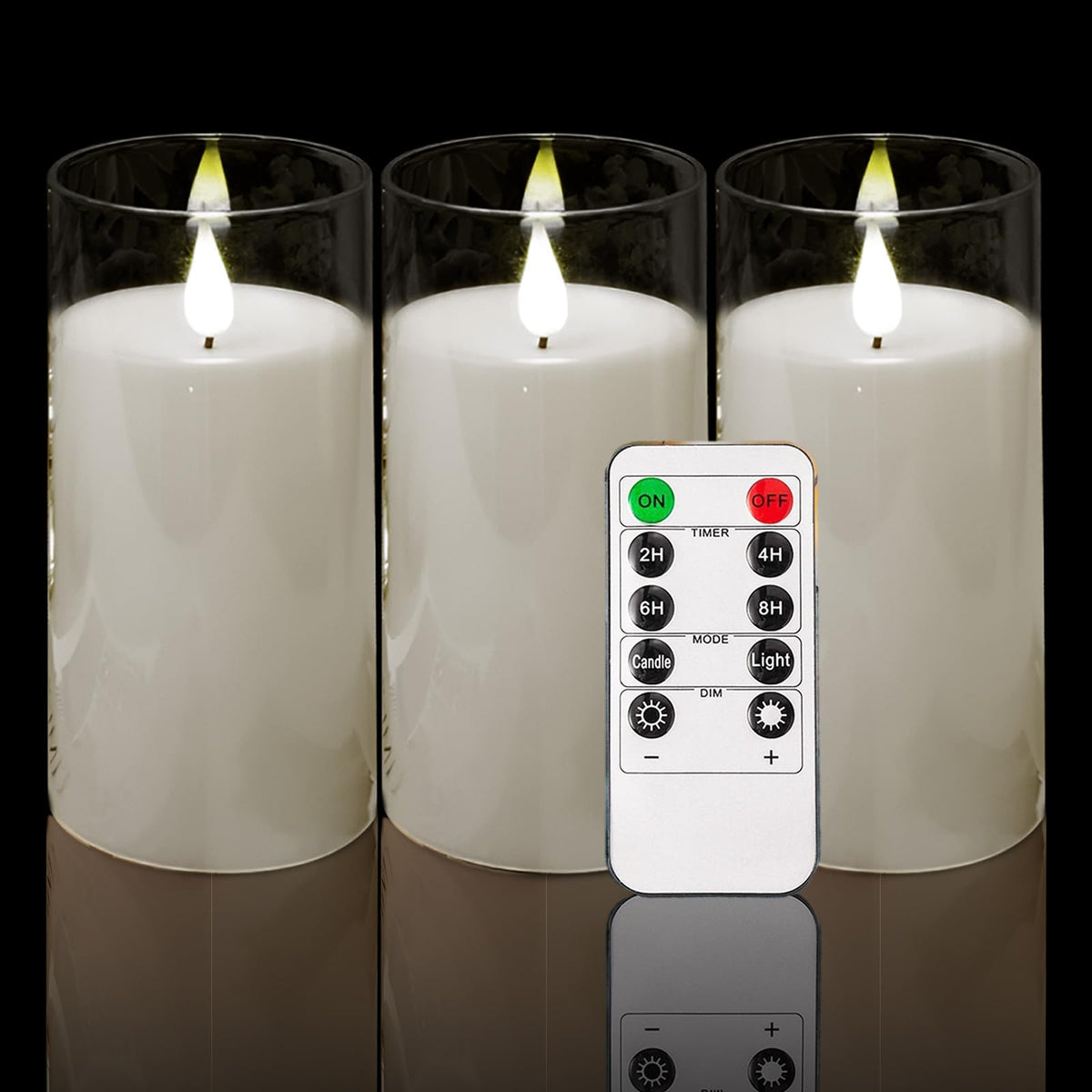 Niceme Acrylic Flameless Candles, Flickering Flameless Candles With Remote Control Timer Decorative Battery Operated Led Pillar 