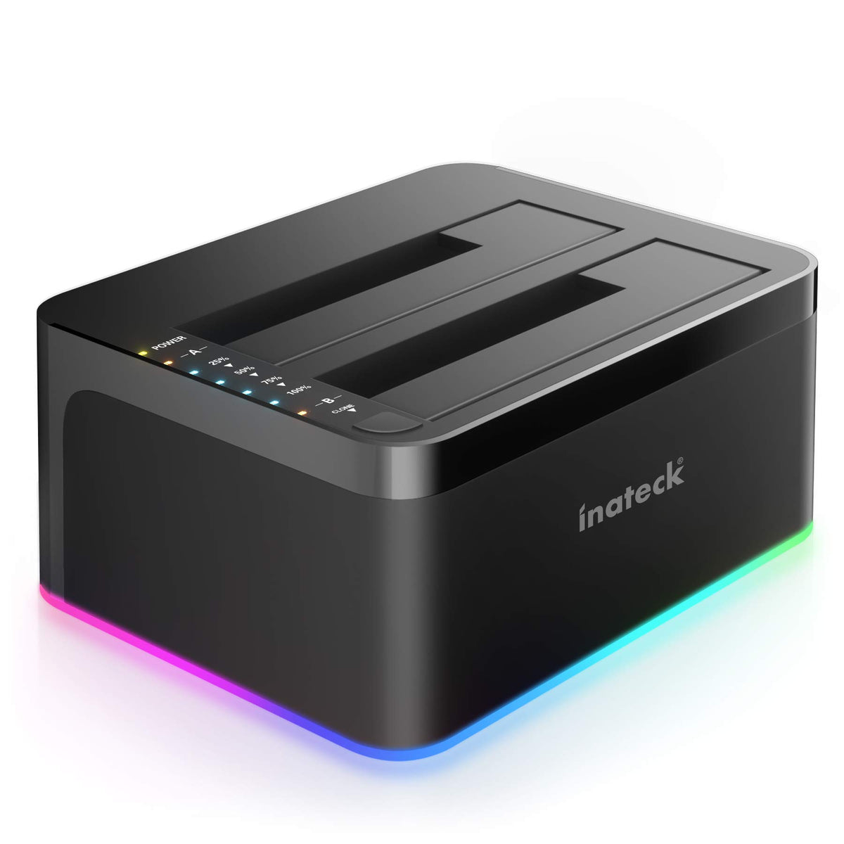 Inateck Rgb Sata To Usb 3.0 Hard Drive Docking Station With Offline Clone, For 2.5 And 3.5 Inch Hdds And Ssds, Uasp Supported, B
