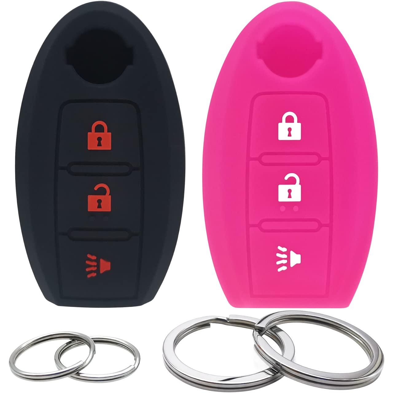2Pcs Silicone 3Buttons Key Fob Cover Remote Case Keyless Protector Compatible With Nissan Armada Frontier Pathfinder Juke Leaf M