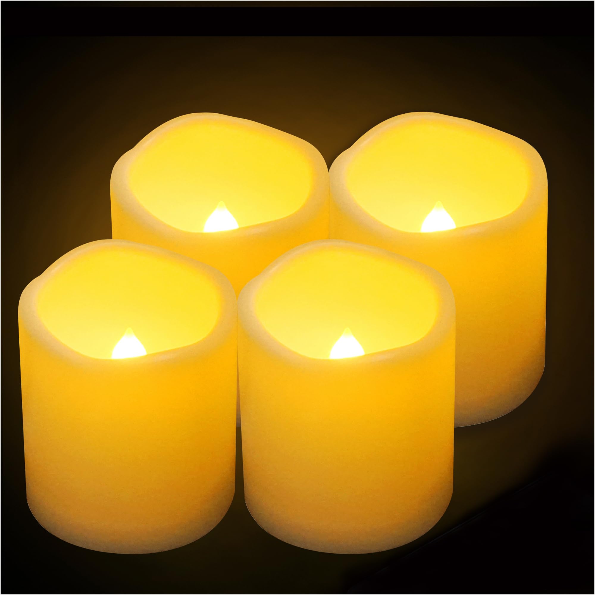 3   X3    4 Pack Led Outdoor Candles Battery Operated Waterproof Flameless Pillar Candles With Timer Electric Flickering Led Lig